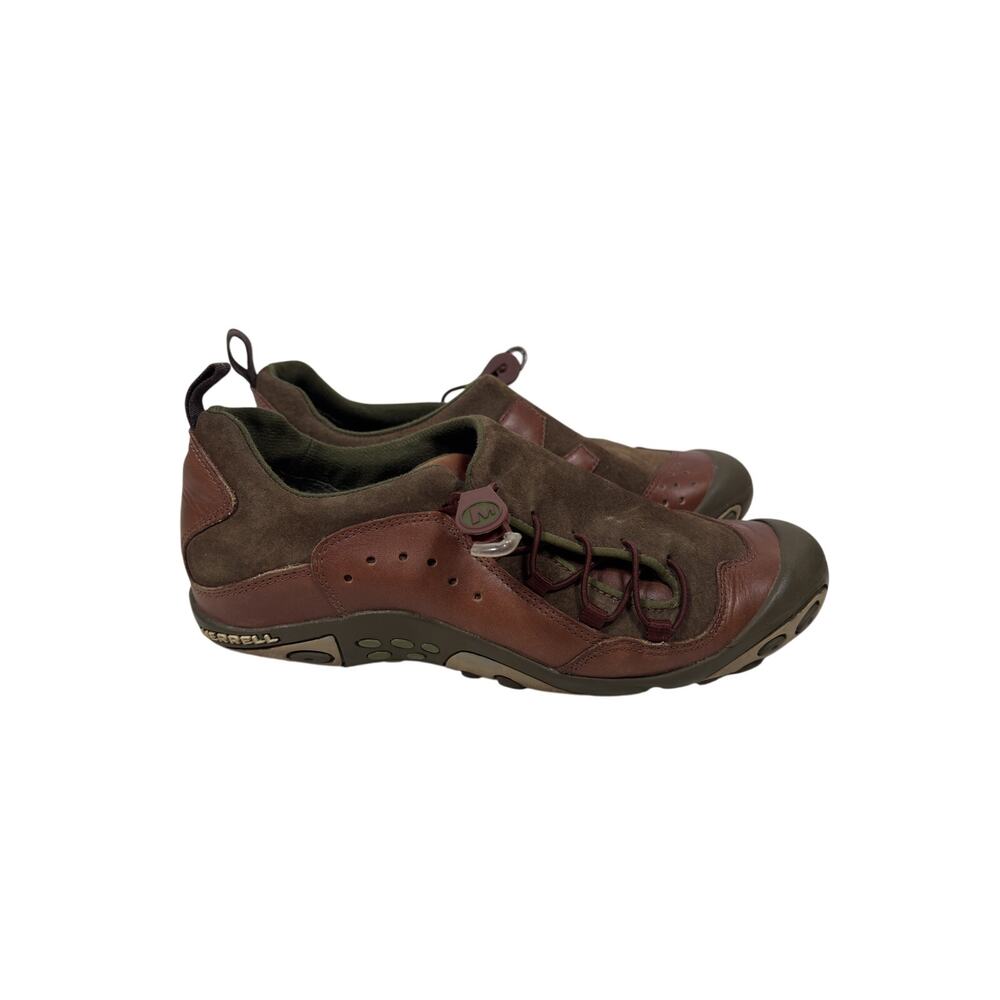 Merrell Bria Hiking Shoes Womens 8.5 Olive Green Suede Leather Perforated Bungee